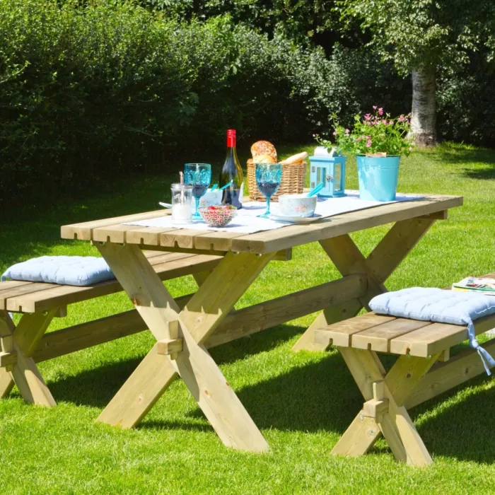 Tavolo da picnic di legno quadrato 8 persone