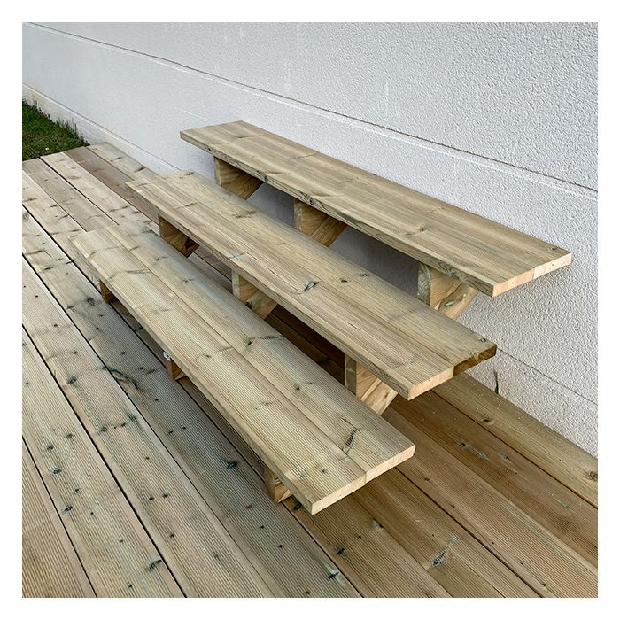 Deck stairs wood H54cm 3 steps D29cm W60cm, WITH counter steps
