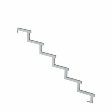 Zanca de acero para escalera de 6 peldaños - opción contrahuellas - 1 unidad