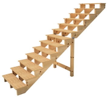 Deck stairs wood BERLIN H224cm 13 steps D29cm W160cm