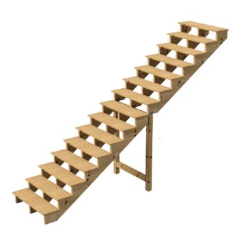 Deck stairs wood 15 steps H258cm Type C - multiple widths