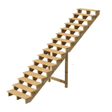 Deck stairs wood 16 steps H275cm Type C - multiple widths