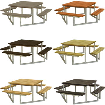 Square picnic table TWIST 118x118x73cm